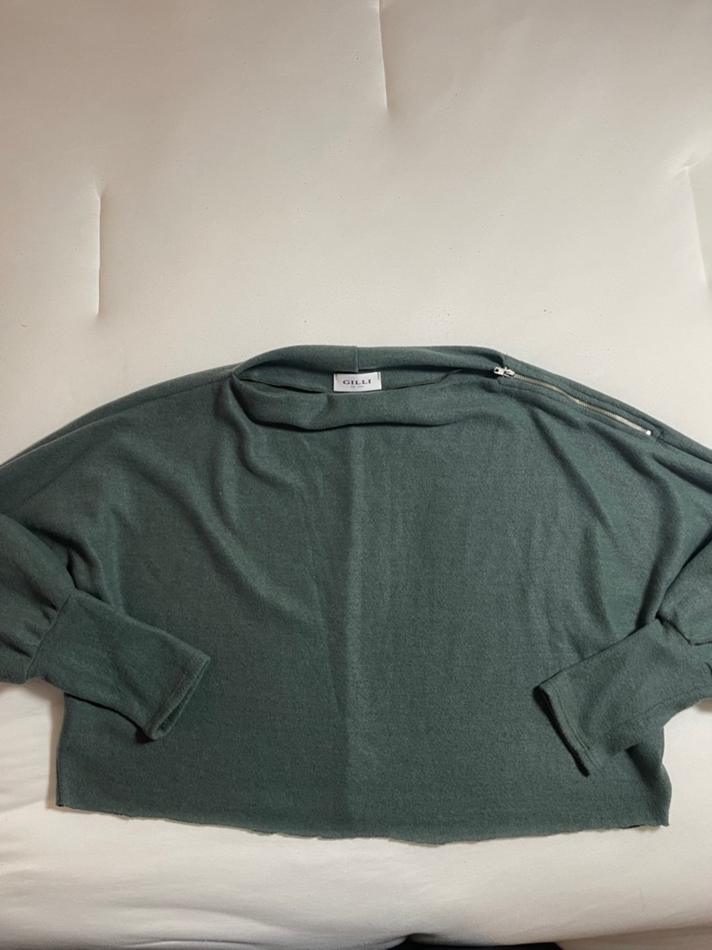Gilli Dusty Teal Off-the-Shoulder Knit Sweater